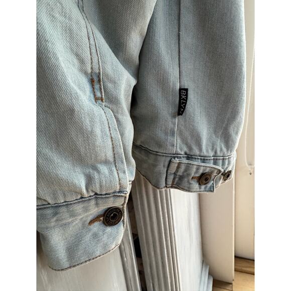 Brooklyn Cloth Jean Jacket Sz S Men’s Sherpa Lining Gray Hoodie Denim - Picture 3 of 12